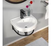Kichae Floating Bathroom Sink Wall Mounted - Rectangle Vessel Sink 16" x 14" Small Modern Bathroom Wall Hung Sink White Porcelain Ceramic Vessel Vanity Sinks with Towel Rack