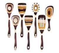 KICHI 7Pcs Pakkawood Utensils Set -, Eco-Friendly, Wooden Spoon for Cooking, Wooden Utensil Set for Cooking
