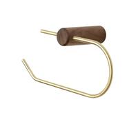 KICHI Wooden Tissue Holder Brass Toilet Paper Holder Toilet Storage Accessory Roll Paper Holder Rack Stand Black Walnut & Gold