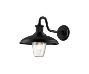Kichler Allenbury Single Light Outdoor Wall Lantern in Textured Black With Clear Seeded Glass