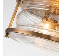 Quintiesse Ashland Bay 2 Light Bathroom Flush Ceiling Fitting In Natural Brass Finish with Clear Seeded Glass