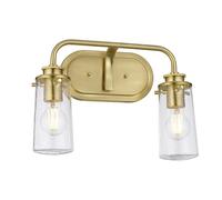 Kichler Braelyn 2 Light Wall Light Brushed Brass IP44 Netlighting Yellow One Size