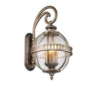 Kichler Halleron 3 Light Outdoor Wall Lantern in Burnished Bronze Finish with Clear Seeded Glass
