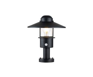 Kichler Klampenborg Singel Light Pedestal Light with PIR Sensor in Black With Clear Glass