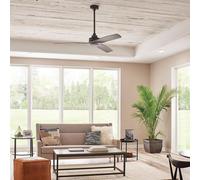 KICHLER Ried ceiling fan, three-blade, iron-coloured