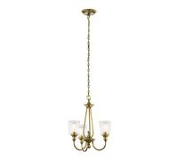 Kichler Waverly 3 Light Glass Chandelier - Natural Brass