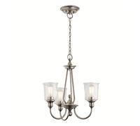 Kichler Waverly 3 Light Glass Chandelier - Pewter