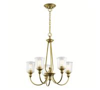 Kichler Waverly 5 Light Glass Chandelier - Natural Brass