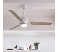 KICHLER Zeus LED ceiling fan three-blade white and silver