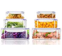KICHLY Airtight Food Storage Containers 12 piece, BPA-Free Plastic Food Containers with Lids, Airtight & Stackable Meal Prep Set for Kitchen & Pantry Organization, Blue (6 Containers, 6 Lids)