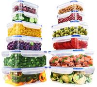 KICHLY Airtight Plastic Food Containers with Lids, 24 piece, BPA-Free,Leakproof Food Storage lunch box, Stackable Meal Prep Set for Kitchen & Pantry Storage Organization, Blue (12 Containers, 12 Lids)
