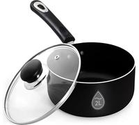 KICHLY Nonstick Saucepan with Glass Lid, Multipurpose Use for Home Kitchen or Restaurant, Milk Pan (Black, 2QT, Pack of 6)