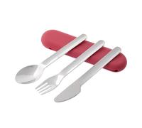 Kichna Travel Cutlery Set [3 Pcs] - Hot Pink, Dishwasher Safe, Lightweight, Stainless Steel Tableware w/Fork, Knife, Spoon, Sleek Silicone Case | Kitchen Flatware