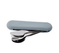 Kichna Travel Cutlery Set [3 Pcs] - Sage Pink, Dishwasher Safe, Lightweight, Stainless Steel Tableware w/Fork, Knife, Spoon, Sleek Silicone Case | Kitchen Flatware