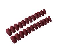 KICHOUSE 1 Box Wine Colour Artificial Nails Box of 24 Plastic Matte False Nails Easy to Apply Manicure Decoration for Christmas Party