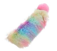 KICHOUSE 1 PC Adorable Rainbow Plush Pencil Case Lightweight Student Pouch for Stationery Cosmetics Storage Secure Zipper Versatile Organizer for School Travel Daily Use