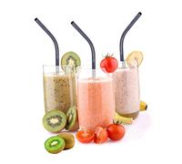 KICHOUSE 1 Pc Stainless Steel Curved Straw 215x6mm Black Reusable Drinking Straw for Tumblers Anti-Rust Metal Substitute for Juice Milk Tea