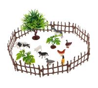 KICHOUSE 1 Set Realistic Farm Animal Figures Miniature Farm Fence Props Educational Role Play Toy for Dollhouse Fairy Garden Landscape accessories