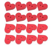 KICHOUSE 100 Pieces Red Heart Shaped Wooden Buttons Bulk Pack, Easy to Sew Smooth Surface for Special Occasions and Crafting Projects, Decorative DIY Sewing Buttons
