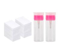 KICHOUSE 100ml Nail Polish Remover Set with Portable Nail Wipes and Plastic Pump Bottles Practical and Easy to Store for Manicure