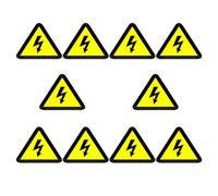 KICHOUSE 10pcs Electric Fence Sign Warning Triangle Fire Stickers Self-adhesive Yellow Safe Sign Prevents Electric Shock Accidents Easy to Use for Electrical Panels and Equipment in Homes