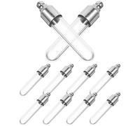 KICHOUSE 10pcs Glass Vial Pendant Mini Glass Bottle Hanging Wish Bottle with Nickel Screw Cap 6mm round Base Straight Tube Weddings