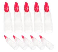 KICHOUSE 10Pcs Glow in the Dark Fake Fingers Nail Covers Halloween Witch Costume Prank Props White Finger Sleeves for Party and Cosplay