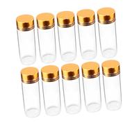 KICHOUSE 10pcs Gold Plated Glass Bottles Airtight Lids Transparent Storage Jars for Cosmetics Essential Oils and Travel Elegant Compact Design for Easy Carrying
