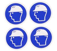 KICHOUSE 10pcs Hard Hat Required Sticker with Highly Visible Warning Signs, Pvc Material, Easy to Apply and Remove, Blue Safety Helmet Label for Workplace and Environments