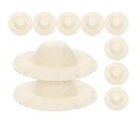 KICHOUSE 10Pcs Mini Straw Hats for Dolls, Beige Tiny Woven Doll Hats, Small Dollhouse Accessories for DIY Craft and Dress Up