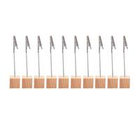 KICHOUSE 10pcs Photo Clips Memo Displaying Clip Wooden Iron Retro Simple Beautiful Business Card and Memo Holder for Office Use Around The House