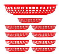 KICHOUSE 10pcs Red Snack Baskets for Kitchen and Household, Reusable Fried Chicken and Bread Holders, Not Easy to Fade, for Home and Restaurant Use