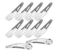 KICHOUSE 10pcs Silver Snap Hair Clips with Small round Tray Base Iron Material Barrette Clips Designed to Hold Hair Tight for Female Friends
