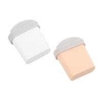 KICHOUSE 12 Scale Miniature Trash Can Flip Lid, Tiny Plastic Dollhouse Garbage Bin Set in White and Beige, Decorative Mini Rubbish Bin for Dollhouse Furniture and House Accessories