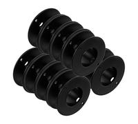 KICHOUSE 12Pcs Black Plastic Bobbins for Sewing Machine Thread, Wear-Resistant Compact Empty Spools Set, Portable Bobbins Stand Accessory for Household and Professional Use