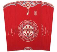 KICHOUSE 12pcs Chinese Wedding Red Envelopes Hong Bao Money Packets Double Happiness Design for Wedding Party Favors and Cash