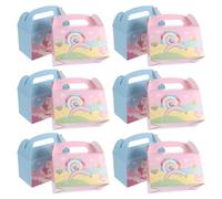 KICHOUSE 12pcs Paper Box with Handle Lollipop Theme Party Box for Birthdays and Weddings Convenient to Carry Easy to Install Two Styles Packaging