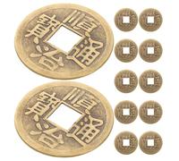 KICHOUSE 12pcs Vintage Brass Chinese Feng Shui Coins for Wealth Protection and Luck Traditional Divination Symbols for Prosperity Hang Car Pendant Decorations Authentic Five Emperors Design