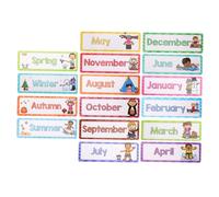 KICHOUSE 16pcs English Flash Cards Set Seasonal Monthly Vocabulary Learning Cards for Kindergarten Classroom Decoration Interactive Education Boost Memory Language Skills