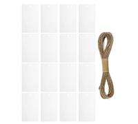 KICHOUSE 16pcs White Acrylic Basket Labels with String for Storage and Flexibility, DIY Hanging Tags for Home Items Organizer, Sturdy Acrylic Material for Kitchen and Pantry