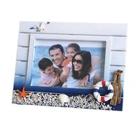 KICHOUSE 1pc Mediterranean Nautical Style Wooden Photo Frame Coastal Theme Picture Holder Desktop Ornament Timber Material for Home Decoration