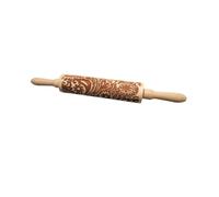 KICHOUSE 1Pc Wood Embossed Rolling Pin for Baking Decorative Pastry Roller for Cookies Pizza and Dough Engraved Patterned Dough Roller