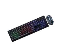 KICHOUSE 1set Wired Usb Gaming Mechanical Keyboard and Ergonomic Mouse Kit Design for Home Office and Cafe Use Cool Suspended Key Feel