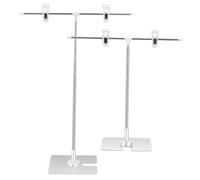 KICHOUSE 2 Pcs Adjustable Stainless Steel Banner Holder Portable Shaped Tabletop and Floor Poster Display Stands Flexible Height Signage Stands for Business Advertising and Commercial Use