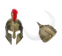 KICHOUSE 2 Pcs Golden Viking Helmets for Adults, Reusable Plastic Medieval Helmet Cosplay Accessories with Universal Size, for Adding A Fun and Festive Atmosphere to Event Or Carnival