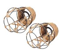 KICHOUSE 2 Pcs Pendant Lamp Shade Hemp Rope Lamp Covers Iron Decorative Vintage Style Simple Structure Without Cord for Farmhouse Lighting Creating Comfortable and Warm Atmosphere