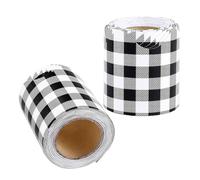 KICHOUSE 2 Rolls Chalkboard Checkered Trim Strips Teacher Classroom Decorations Checked Bulletin Board Borders Bulletin Board Sticker Black