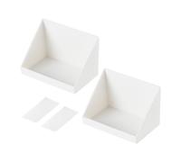 KICHOUSE 2 Sets Decorative Storage Stand for Guest Bathroom Essentials, Wall-mounted Cosmetics Storage Rack with Non-punch Installation, White Pp Material, Stylish and Simple Design,