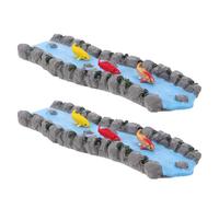 KICHOUSE 2 Sets Dollhouse Landscape River Feature - Resin Curved Creek - Zen Garden Decor - Miniature Fairy Garden Accessory for Sand Table Landscape