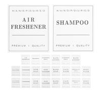 KICHOUSE 2 Sets of Waterproof Bathroom Labels for Hand Soap and Shampoo Bottles, Self-Adhesive PVC Adhesive Minimalist White Stickers, for Laundry and Bathroom Organisation